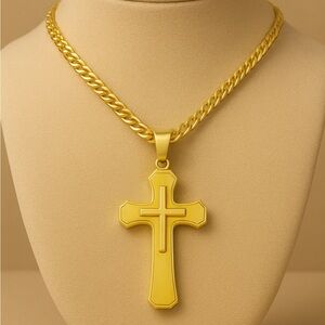 Mens Stainless Steel Cross Pendant
